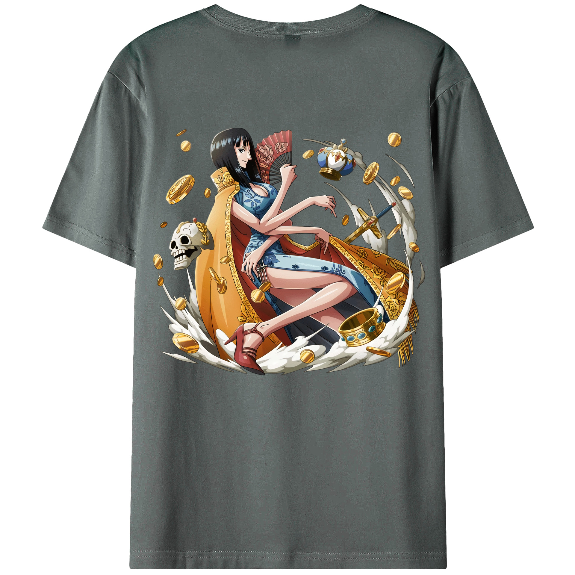 ワンピース ニコ・ロビン ONE PIECE Nico Robin 綿100％ メンズ半袖Tシャツ（バックプリント） 通気性